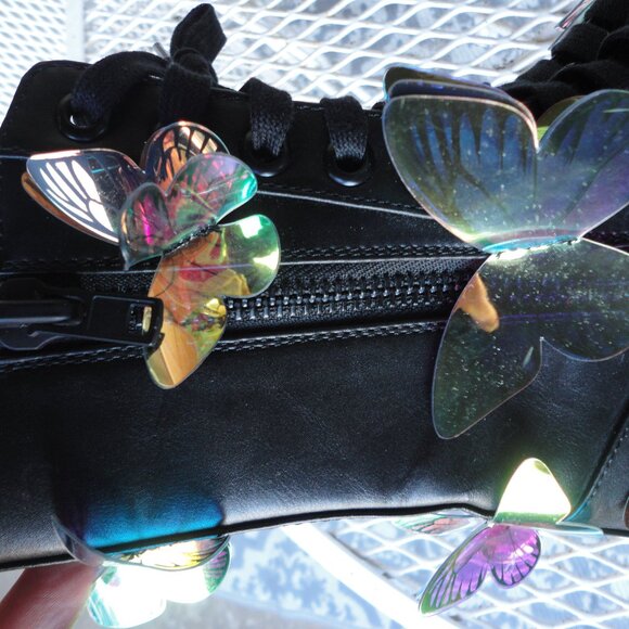 DOLLS KILL Club Exx Endless Dreaming Butterfly Combat Boots Size 6 - Picture 8 of 8